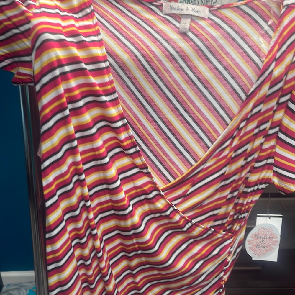 Harlow & rose low cut top, brand new striped pink yellow white and black